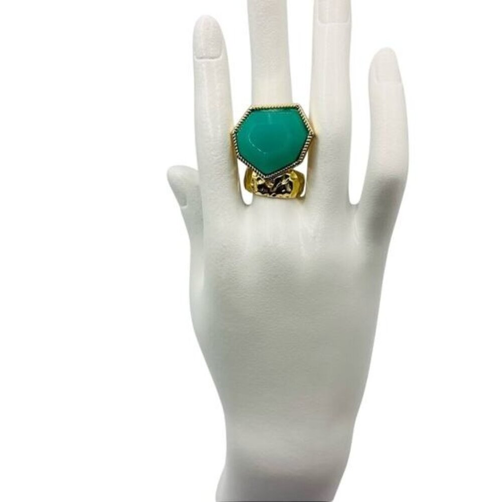 Jewelmint Gold-Tone Faux Turquoise Cocktail Statement Ring - Picture 2 of 6